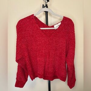 Pink Rose Vibrant Red V-Neck Sweater